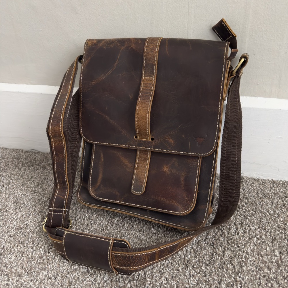 James Leather Brown Leather Messenger Bag